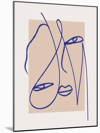 Abstract Blue Line Art-Little Dean-Mounted Photographic Print