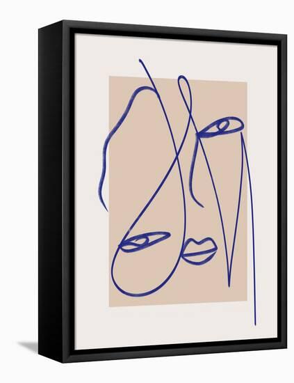 Abstract Blue Line Art-Little Dean-Framed Premier Image Canvas