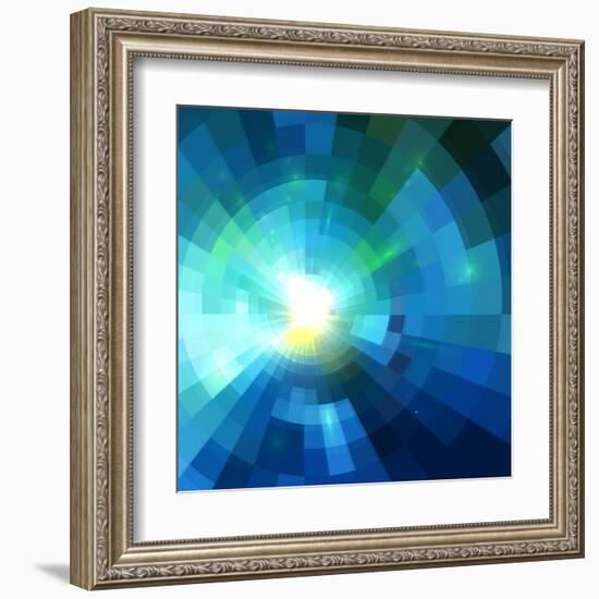 Abstract Blue Shining Tunnel Background-art_of_sun-Framed Art Print