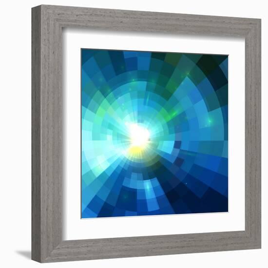 Abstract Blue Shining Tunnel Background-art_of_sun-Framed Art Print