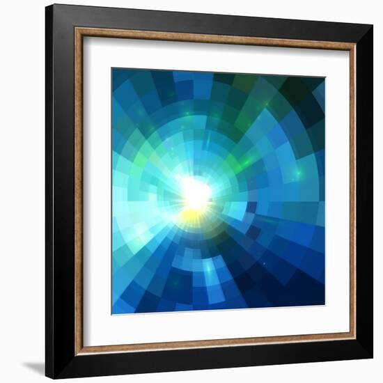 Abstract Blue Shining Tunnel Background-art_of_sun-Framed Art Print