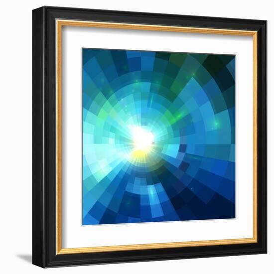 Abstract Blue Shining Tunnel Background-art_of_sun-Framed Art Print