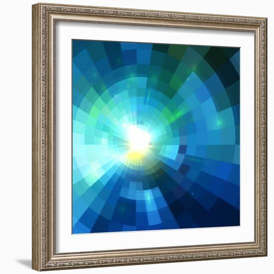 Abstract Blue Shining Tunnel Background-art_of_sun-Framed Art Print