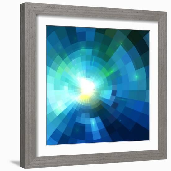 Abstract Blue Shining Tunnel Background-art_of_sun-Framed Art Print