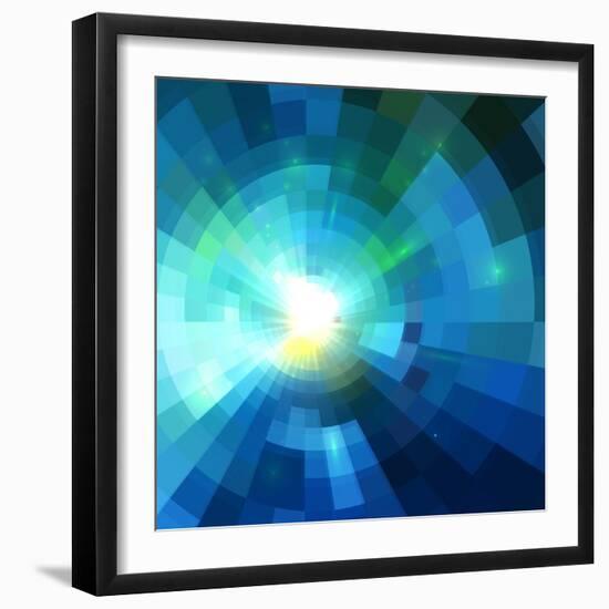 Abstract Blue Shining Tunnel Background-art_of_sun-Framed Art Print