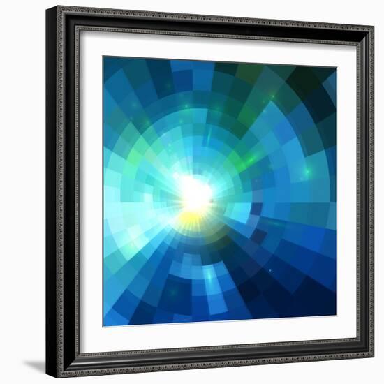 Abstract Blue Shining Tunnel Background-art_of_sun-Framed Art Print