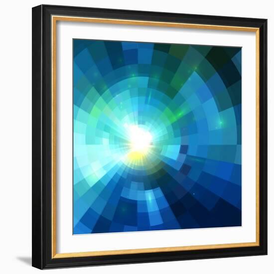 Abstract Blue Shining Tunnel Background-art_of_sun-Framed Art Print