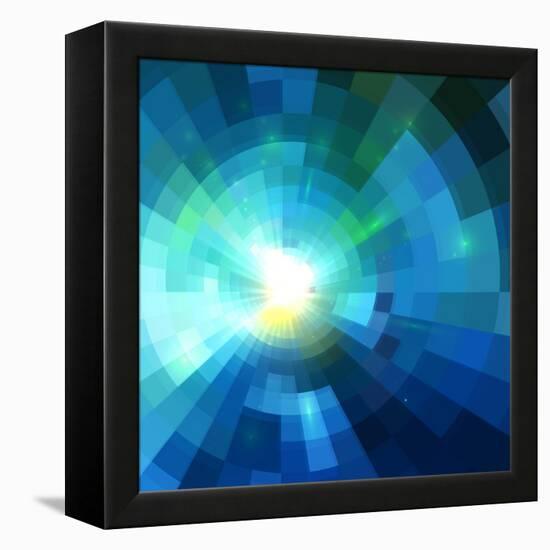 Abstract Blue Shining Tunnel Background-art_of_sun-Framed Stretched Canvas