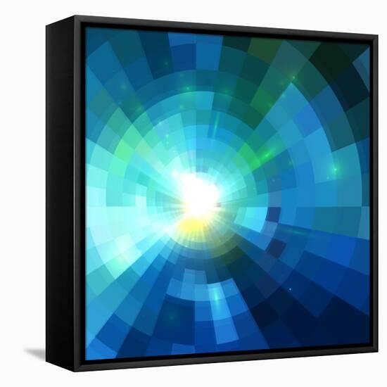 Abstract Blue Shining Tunnel Background-art_of_sun-Framed Stretched Canvas