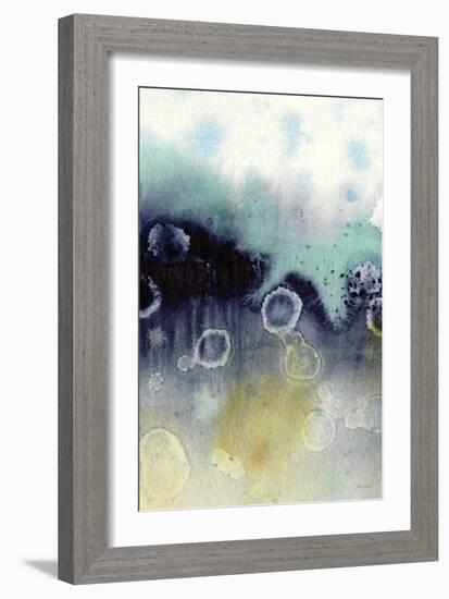 Abstract Blue Teal Gold 2-Patti Bishop-Framed Art Print