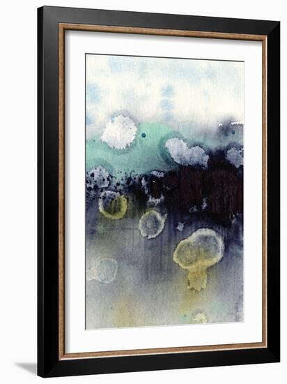 Abstract Blue Teal Gold 3-Patti Bishop-Framed Art Print