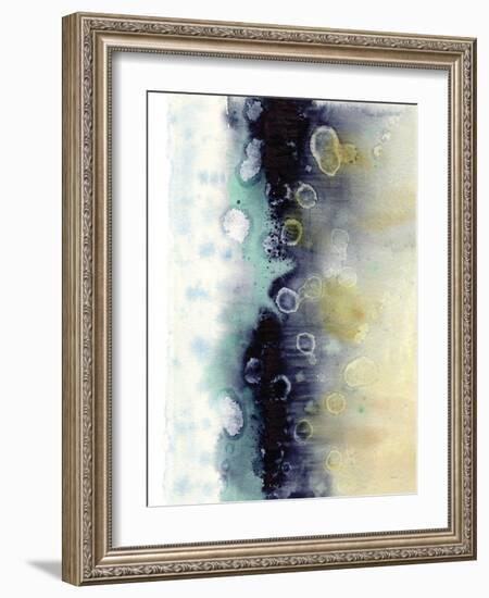 Abstract Blue Teal Gold 5-Patti Bishop-Framed Art Print