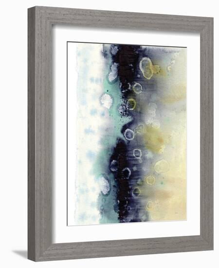 Abstract Blue Teal Gold 5-Patti Bishop-Framed Art Print