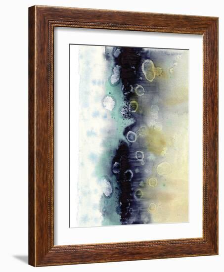 Abstract Blue Teal Gold 5-Patti Bishop-Framed Art Print