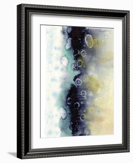 Abstract Blue Teal Gold 5-Patti Bishop-Framed Art Print