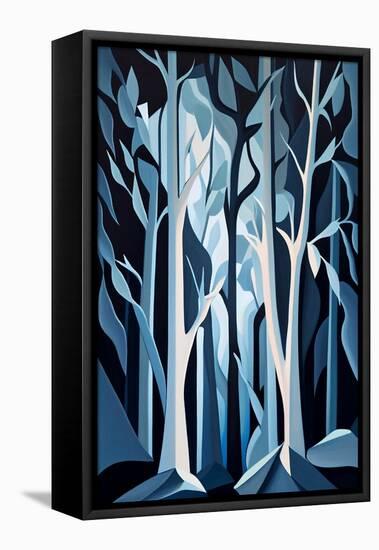 Abstract Blue Trees-Lea Faucher-Framed Stretched Canvas