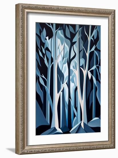 Abstract Blue Trees-Lea Faucher-Framed Art Print