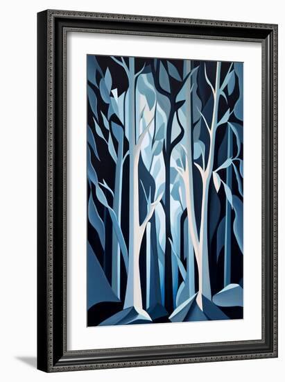 Abstract Blue Trees-Lea Faucher-Framed Art Print