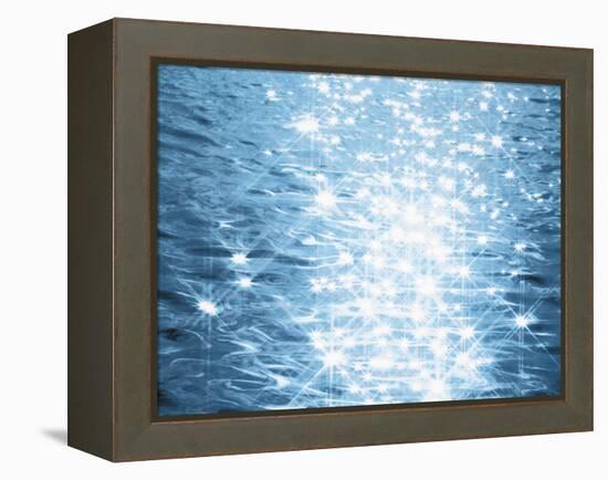 Abstract Blue Water Background with Sparks-null-Framed Premier Image Canvas