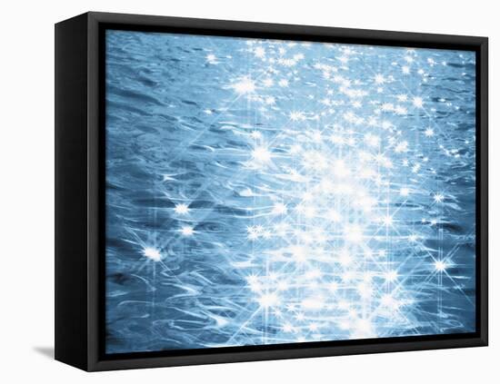 Abstract Blue Water Background with Sparks-null-Framed Premier Image Canvas