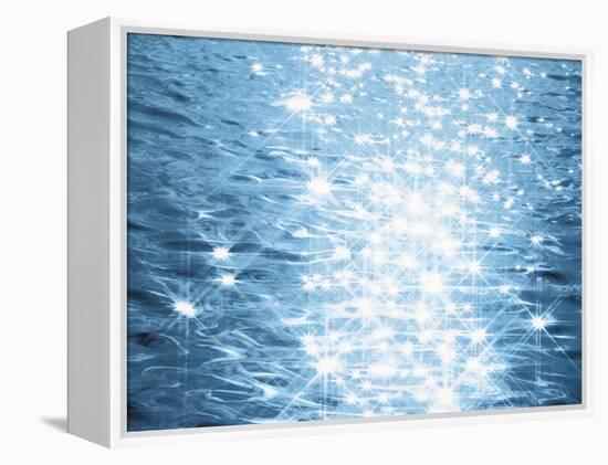 Abstract Blue Water Background with Sparks-null-Framed Premier Image Canvas