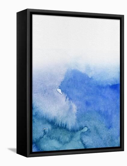 Abstract Blue Watercolor-Hallie Clausen-Framed Stretched Canvas