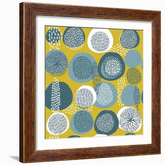 Abstract Boho Pattern with Tribal Shape Elements-cienpies-Framed Art Print