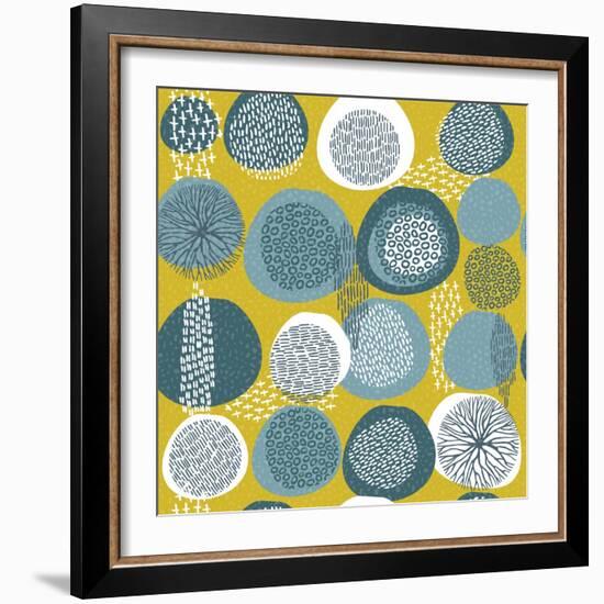 Abstract Boho Pattern with Tribal Shape Elements-cienpies-Framed Art Print