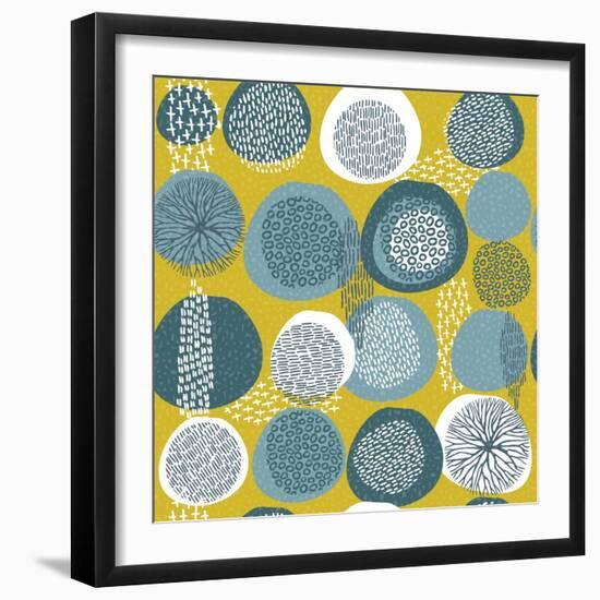 Abstract Boho Pattern with Tribal Shape Elements-cienpies-Framed Art Print