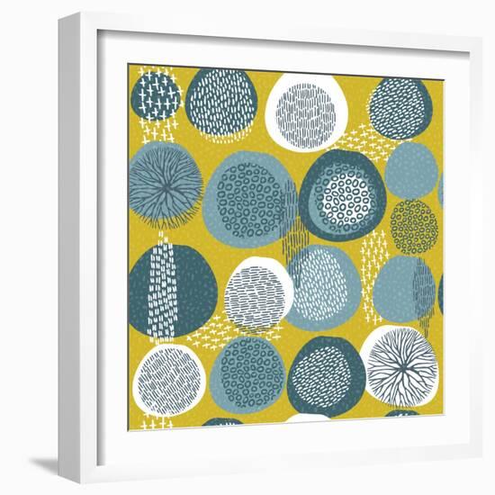 Abstract Boho Pattern with Tribal Shape Elements-cienpies-Framed Art Print