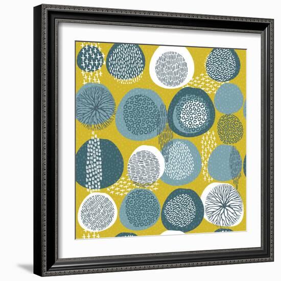 Abstract Boho Pattern with Tribal Shape Elements-cienpies-Framed Art Print