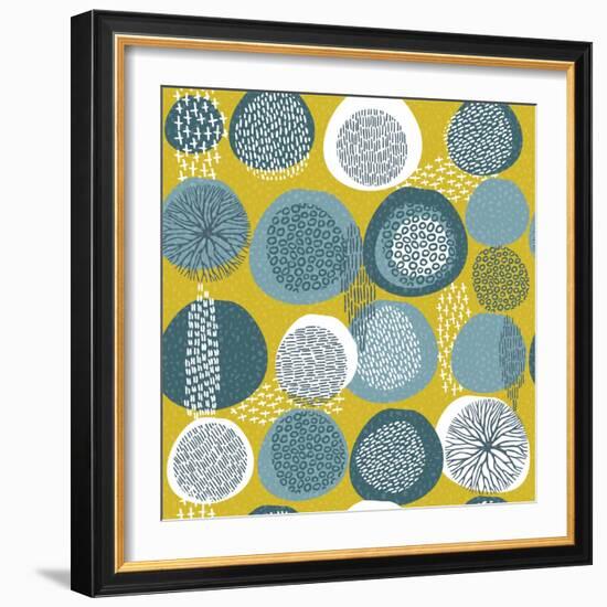 Abstract Boho Pattern with Tribal Shape Elements-cienpies-Framed Art Print