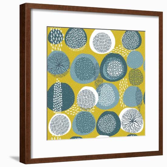 Abstract Boho Pattern with Tribal Shape Elements-cienpies-Framed Premium Giclee Print