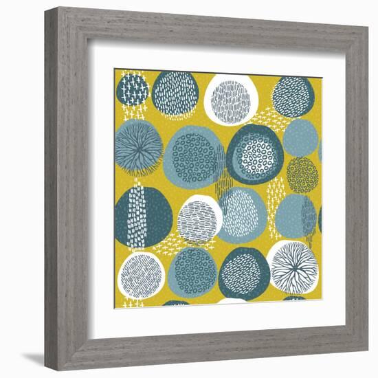 Abstract Boho Pattern with Tribal Shape Elements-cienpies-Framed Art Print