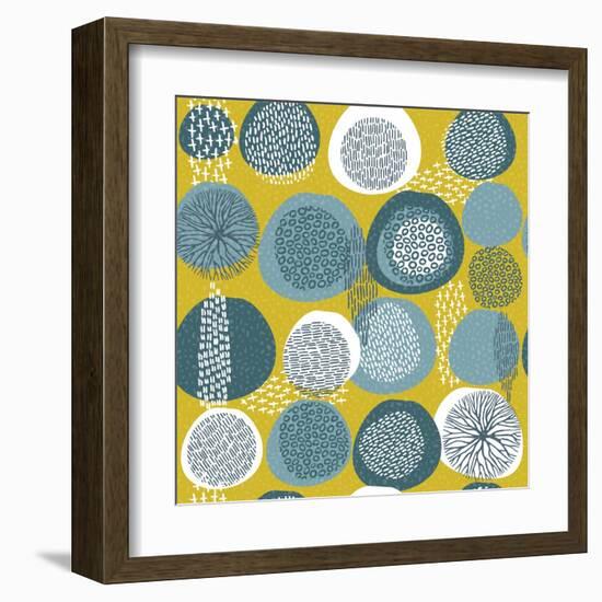 Abstract Boho Pattern with Tribal Shape Elements-cienpies-Framed Art Print