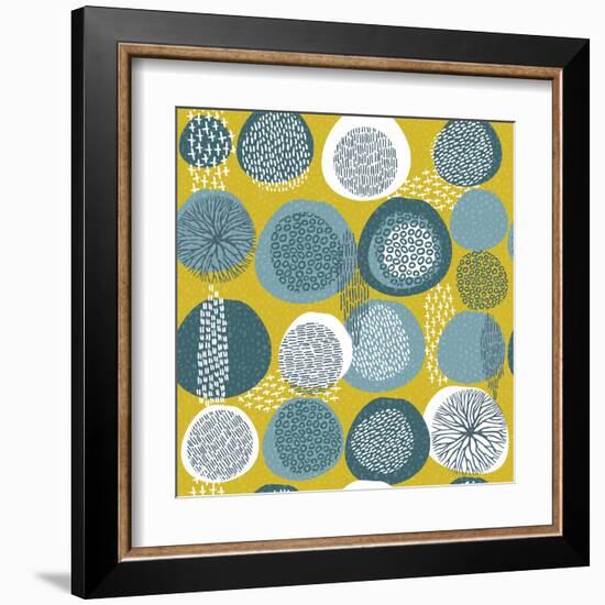 Abstract Boho Pattern with Tribal Shape Elements-cienpies-Framed Art Print