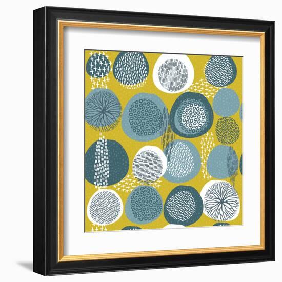 Abstract Boho Pattern with Tribal Shape Elements-cienpies-Framed Art Print