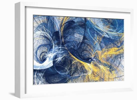 Abstract Bright Motion Composition. Modern Futuristic Dynamic Background. Blue and Yellow Color Art-Excellent backgrounds-Framed Art Print