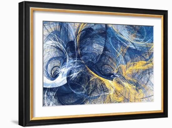 Abstract Bright Motion Composition. Modern Futuristic Dynamic Background. Blue and Yellow Color Art-Excellent backgrounds-Framed Art Print