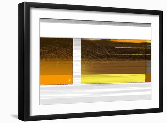 Abstract Brown Yellow-NaxArt-Framed Art Print