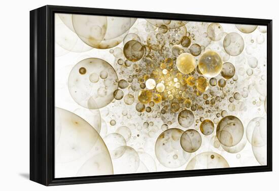 Abstract Chaotic Glittering Gold and Grey Bubbles. Fantasy Fractal Design. Digital Art. 3D Renderin-Klavdiya Krinichnaya-Framed Stretched Canvas