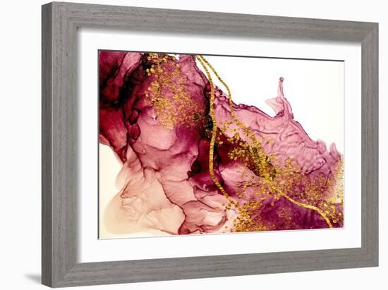 Abstract Clouds. Golden Swirl, Lines, Splashes. Exotic Tropical Art. Original Painting. Inspired By-CARACOLLA-Framed Art Print