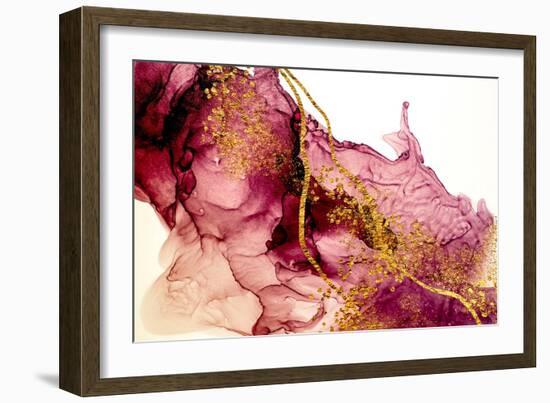 Abstract Clouds. Golden Swirl, Lines, Splashes. Exotic Tropical Art. Original Painting. Inspired By-CARACOLLA-Framed Art Print