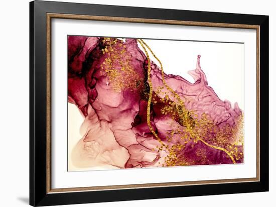 Abstract Clouds. Golden Swirl, Lines, Splashes. Exotic Tropical Art. Original Painting. Inspired By-CARACOLLA-Framed Art Print
