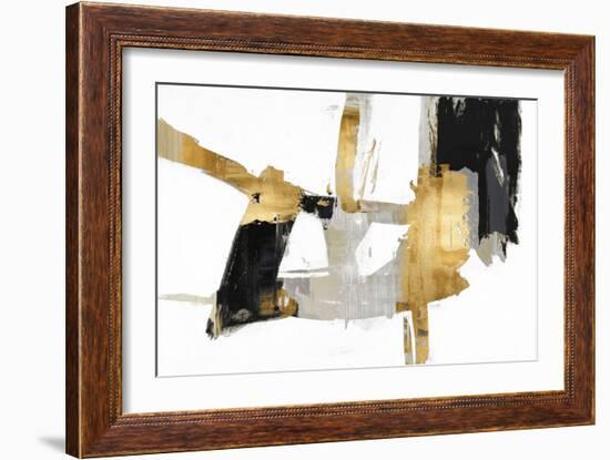 Abstract Collage Black Gold, 2023-David Moore-Framed Premium Giclee Print