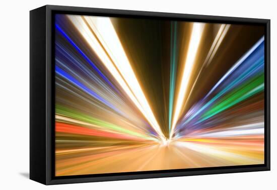 Abstract Colored Light At Night-06photo-Framed Stretched Canvas