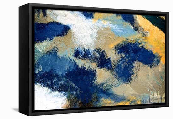 Abstract Colorful Acrylic Paint Brush on Cement Wall Background like a Earth or Fun, Top View.-component-Framed Premier Image Canvas