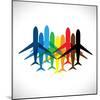 Abstract Colorful Airplane Icons-smarnad-Mounted Premium Giclee Print