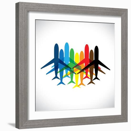 Abstract Colorful Airplane Icons-smarnad-Framed Art Print