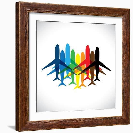 Abstract Colorful Airplane Icons-smarnad-Framed Art Print